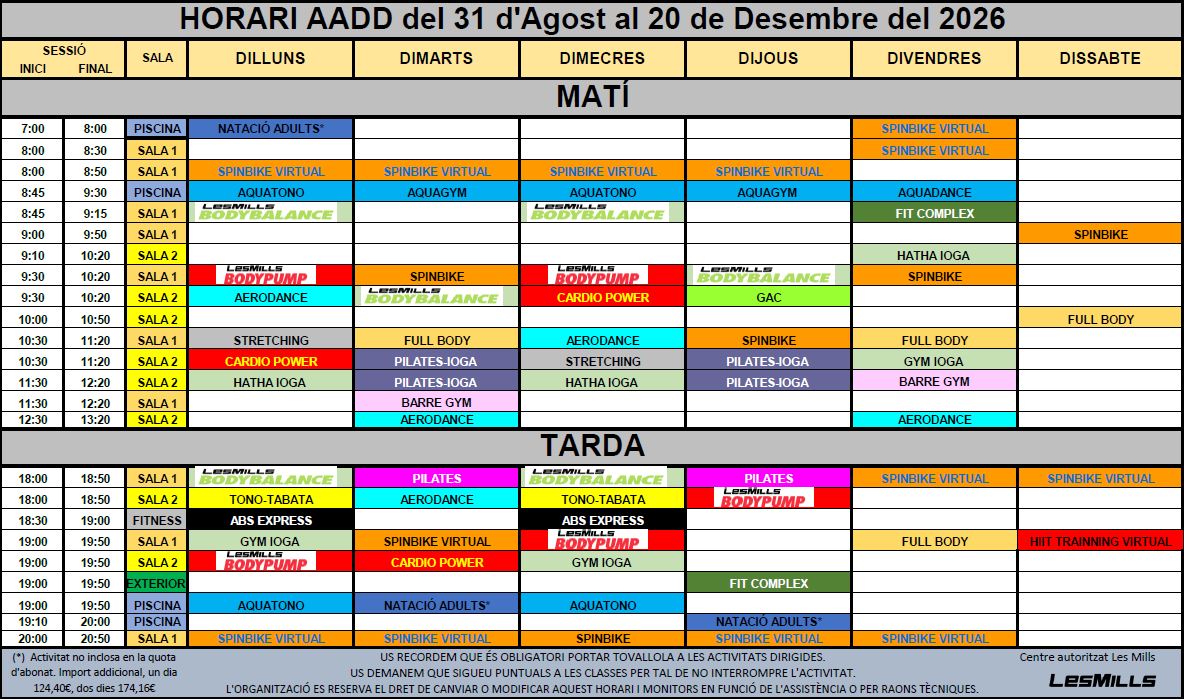Horari Setembre Decembre